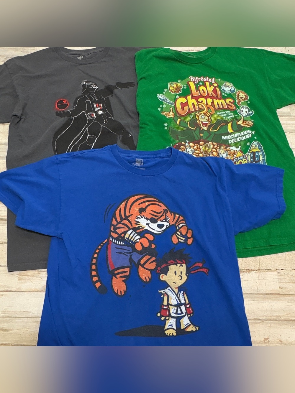 Lot Of 3 Tee Fury Calvin Hobbes Darth Vader Short Sleeve T-shirt Size Medium